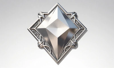 Silberne diamantf&ouml;rmige VIP-Crest-Anstecknadel im Art-Deco-Stil