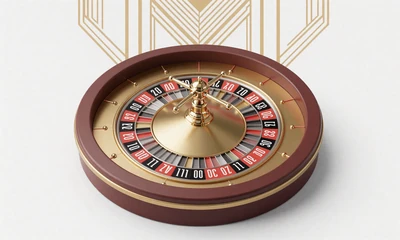 Live-Dealer-Roulette-Tisch mit goldenem Rad als Symbol
