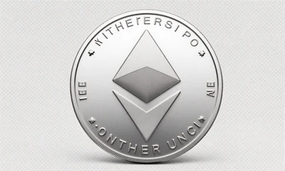 Ethereum Silberm&uuml;nze mit &Xi; Symbol