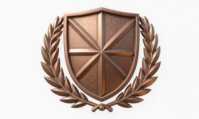 Bronzene geometrische VIP-Schild-Anstecknadel mit Lorbeerkranz